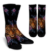 Tiger Head Floral Crew Socks