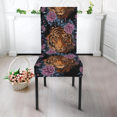 Tiger Head Floral Dining Chair Slipcover-JORJUNE.COM