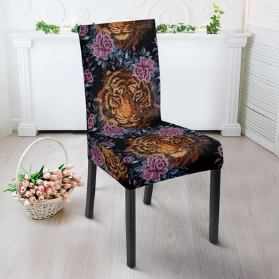 Tiger Head Floral Dining Chair Slipcover-JORJUNE.COM