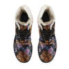 Tiger Head Floral Faux Fur Leather Boots