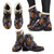 Tiger Head Floral Faux Fur Leather Boots