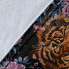 Tiger Head Floral Fleece Blanket