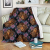 Tiger Head Floral Fleece Blanket