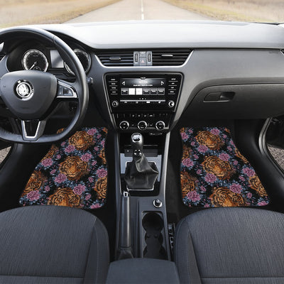 Tiger Head Floral Front and Back Car Floor Mats