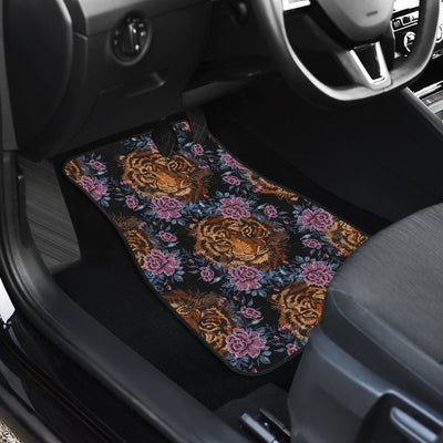 Tiger Head Floral Front and Back Car Floor Mats