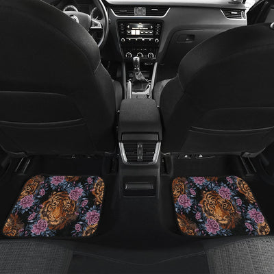 Tiger Head Floral Front and Back Car Floor Mats