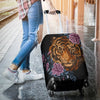 Tiger Head Floral Luggage Cover Protector