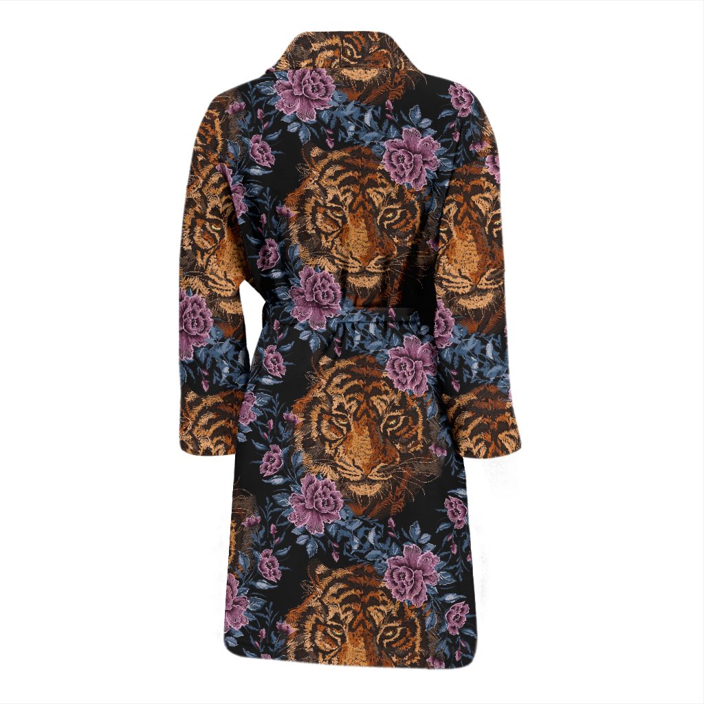 Tiger Head Floral Men Bath Robe