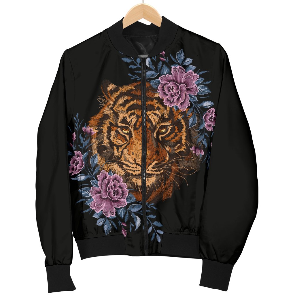 Tiger Head Floral Men Casual Bomber Jacket