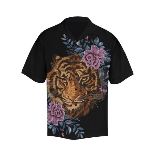 Tiger Head Floral Men Hawaiian Shirt
