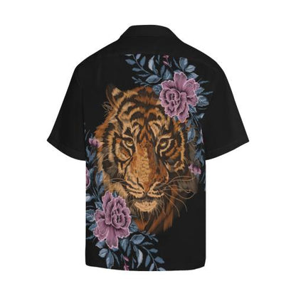Tiger Head Floral Men Hawaiian Shirt