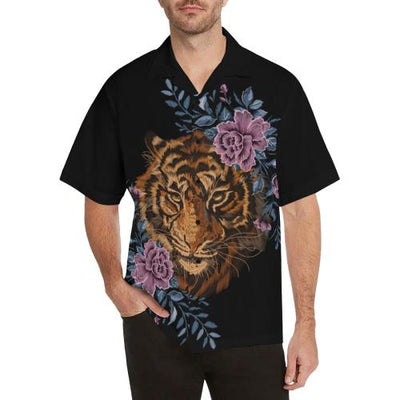 Tiger Head Floral Men Hawaiian Shirt