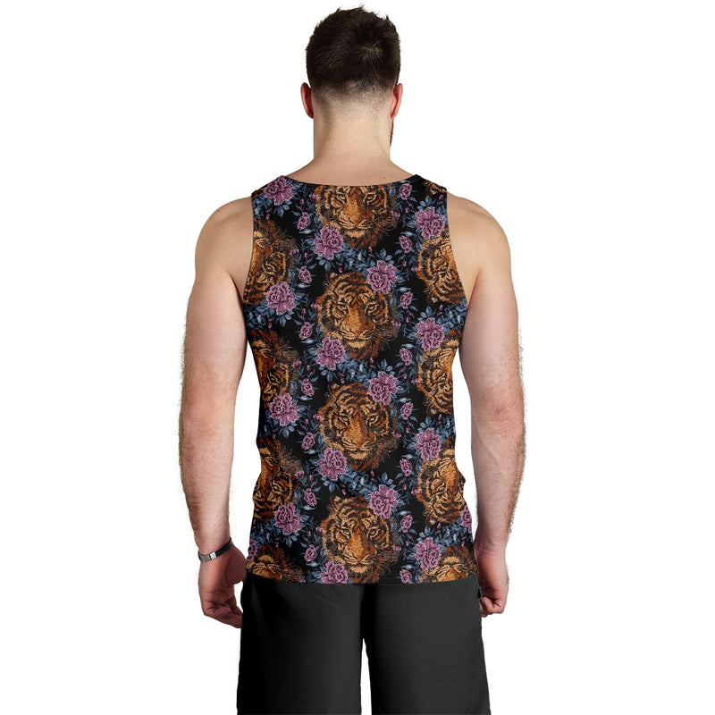 Tiger Head Floral Men Tank Top