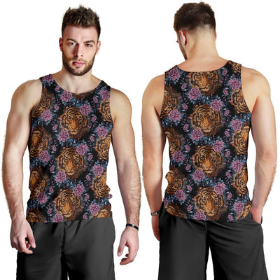 Tiger Head Floral Men Tank Top