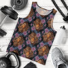 Tiger Head Floral Men Tank Top