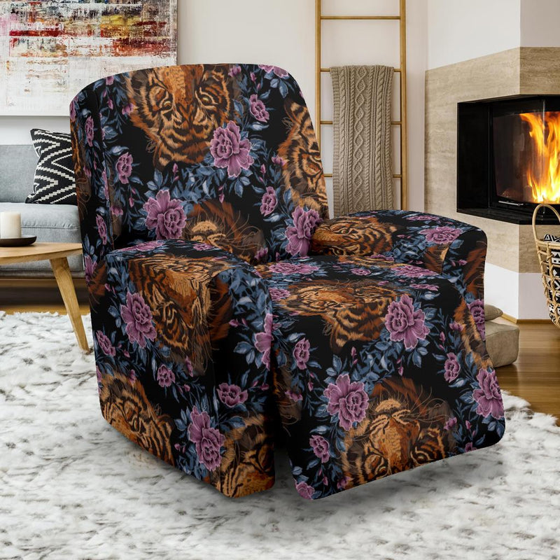 Tiger Head Floral Recliner Slipcover-JORJUNE.COM