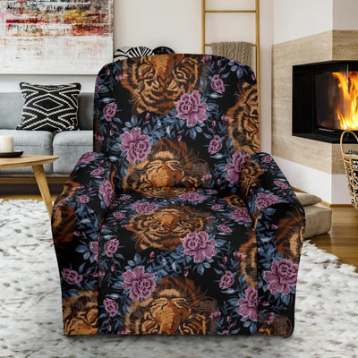 Tiger Head Floral Recliner Slipcover-JORJUNE.COM