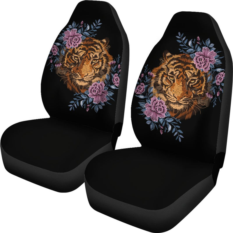 Tiger Head Floral Universal Fit Car Seat Covers