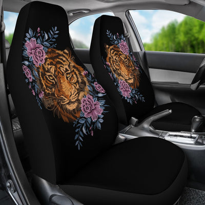Tiger Head Floral Universal Fit Car Seat Covers