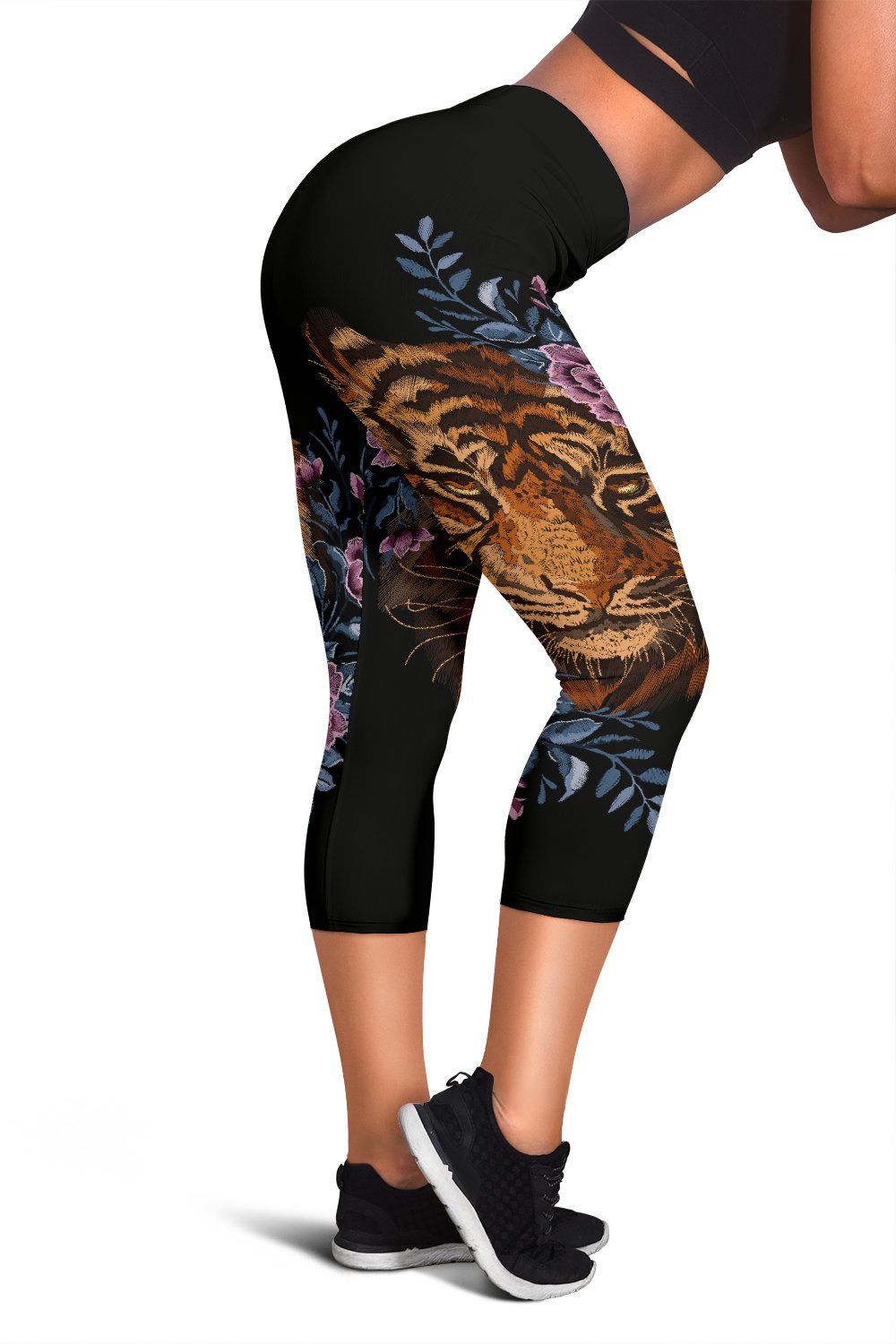 Tiger Head Floral Women Capris