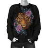 Tiger Head Floral Women Crewneck Sweatshirt