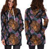 Tiger Head Floral Women Hoodie Dress