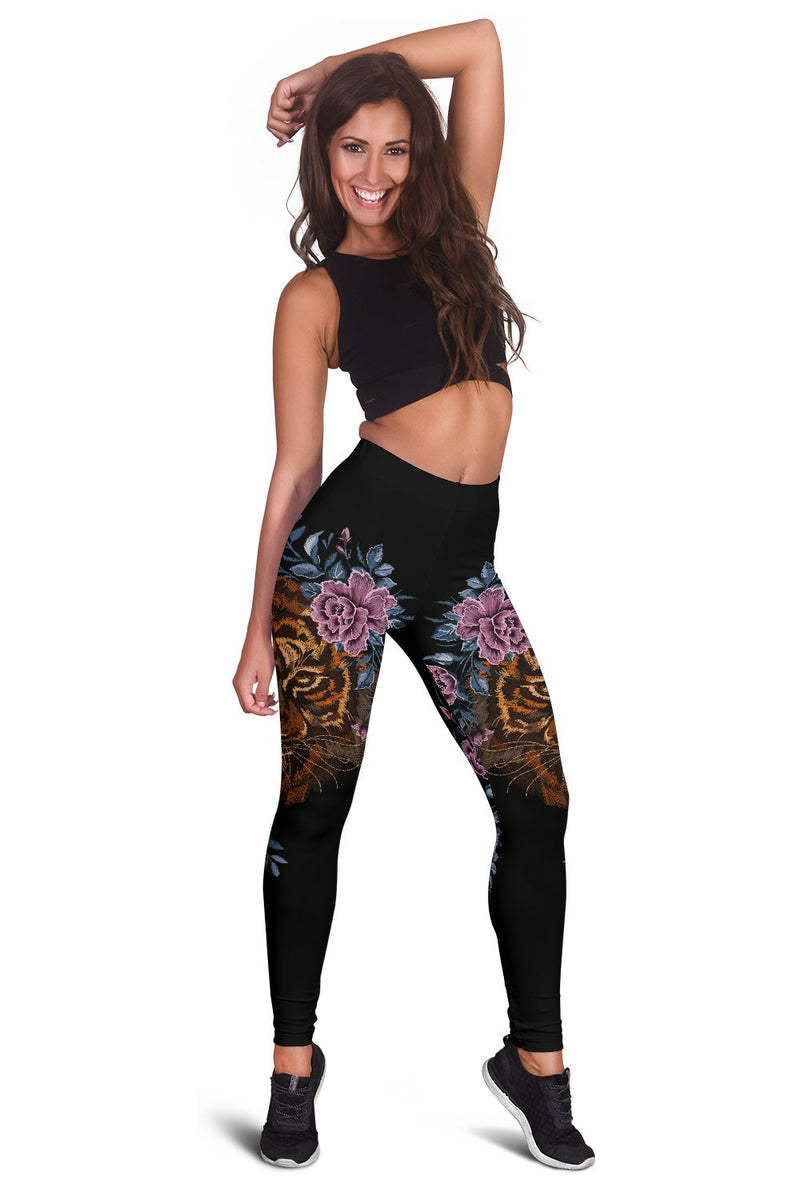 Tiger Head Floral Women Leggings