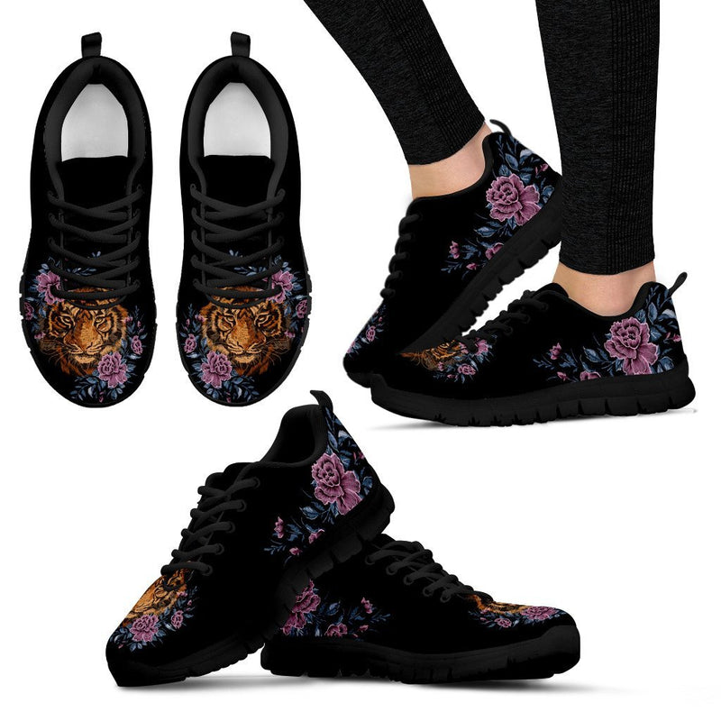 Tiger Head Floral Women Sneakers