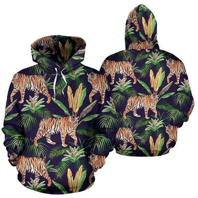 Tiger Tropical Pattern All Over Print Hoodie