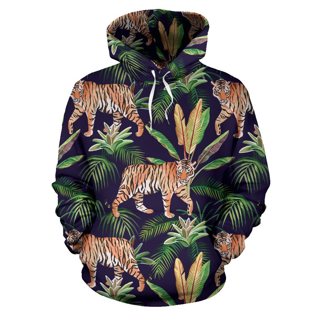 Tiger Tropical Pattern All Over Print Hoodie