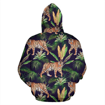 Tiger Tropical Pattern All Over Zip Up Hoodie