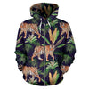 Tiger Tropical Pattern All Over Zip Up Hoodie