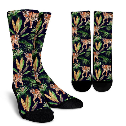 Tiger Tropical Pattern Crew Socks