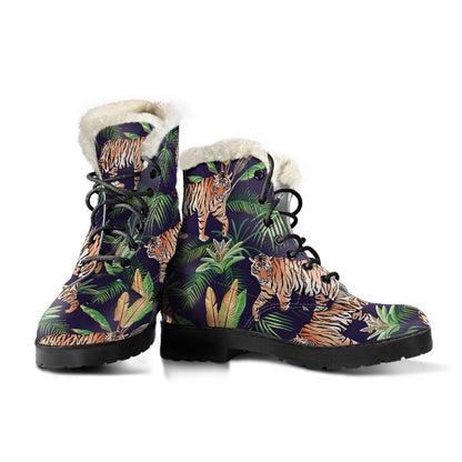 Tiger Jungle Faux Fur Leather Boots