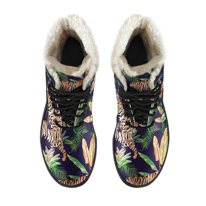 Tiger Jungle Faux Fur Leather Boots