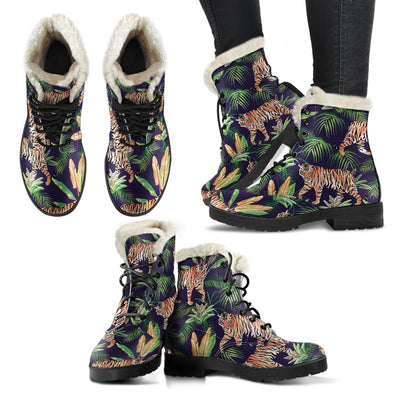 Tiger Jungle Faux Fur Leather Boots
