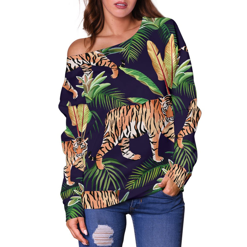 Tiger Jungle Off Shoulder Sweatshirt