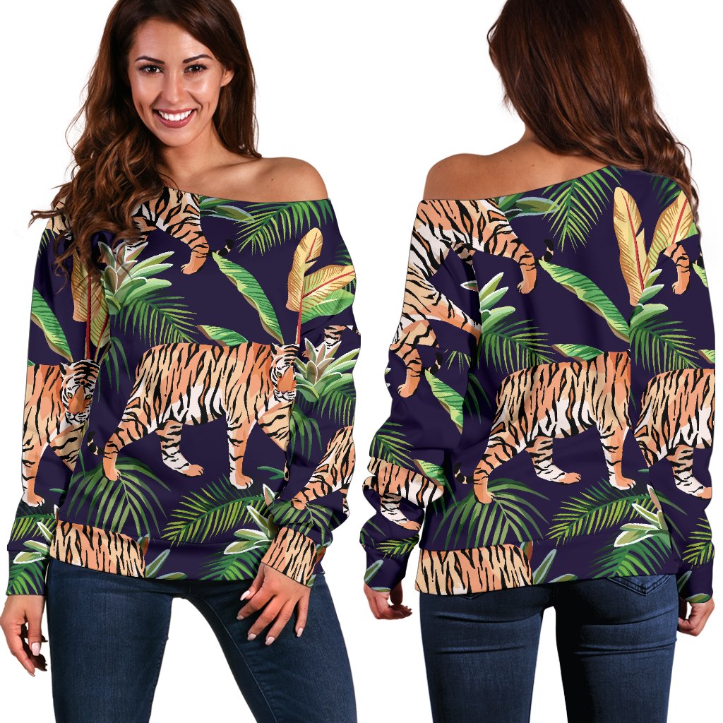 Tiger Jungle Off Shoulder Sweatshirt