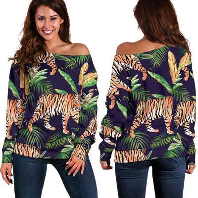 Tiger Jungle Off Shoulder Sweatshirt