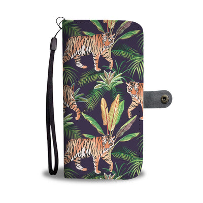 Tiger Tropical Pattern Wallet Phone Case