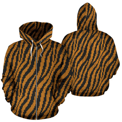 Tiger Knit Skin All Over Zip Up Hoodie