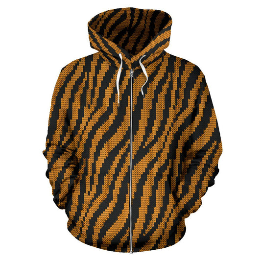 Tiger Knit Skin All Over Zip Up Hoodie