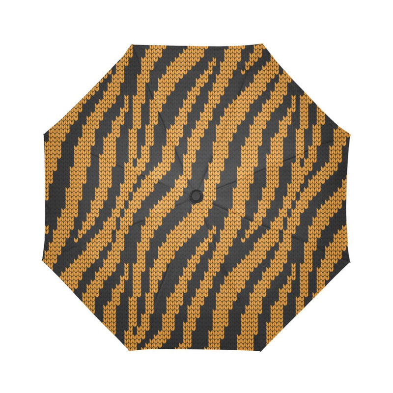 Tiger Knit Skin Automatic Foldable Umbrella