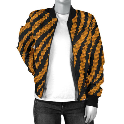 Tiger Knit Skin Women Casual Bomber Jacket