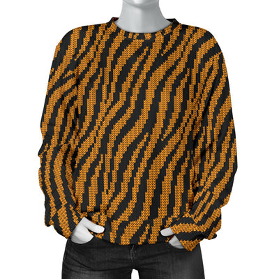 Tiger Knit Skin Women Crewneck Sweatshirt