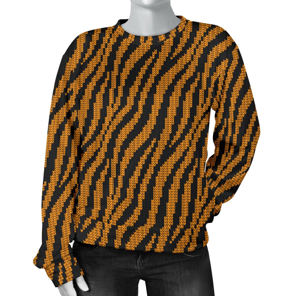 Tiger Knit Skin Women Crewneck Sweatshirt