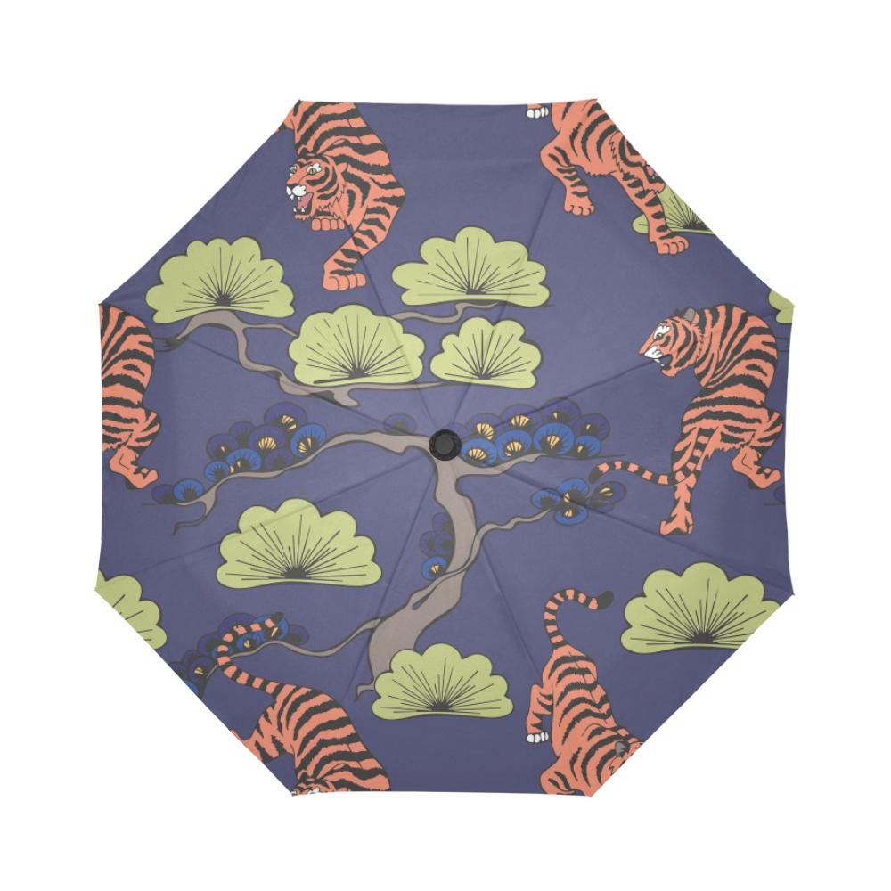 Tiger Pattern Japan Style Automatic Foldable Umbrella