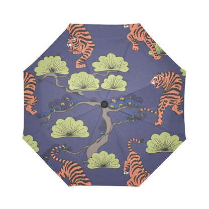 Tiger Pattern Japan Style Automatic Foldable Umbrella