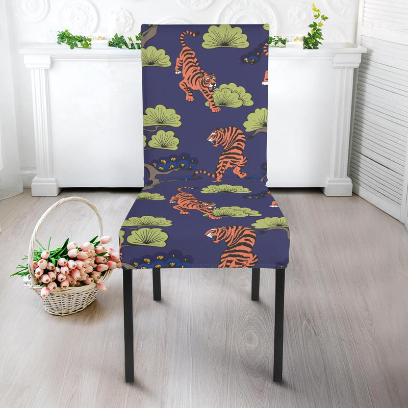 Tiger Pattern Japan Style Dining Chair Slipcover-JORJUNE.COM