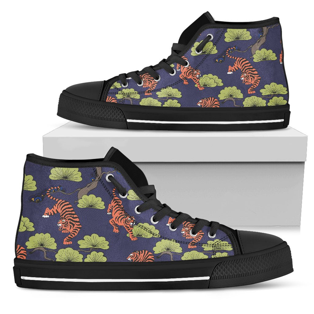Tiger Pattern Japan Style Men High Top Shoes